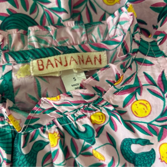 $380 BANJANAN size S Bulbul's Sister Ruffled Mini Dress Delph Bird Peony Pink - Picture 8 of 9